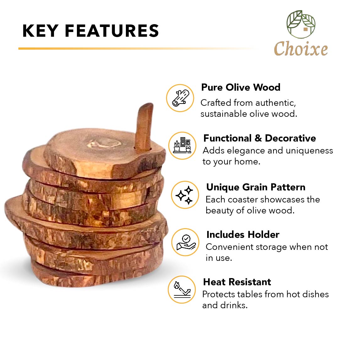 Olive Wood Round Coasters Set of 4 – Sercy+Co