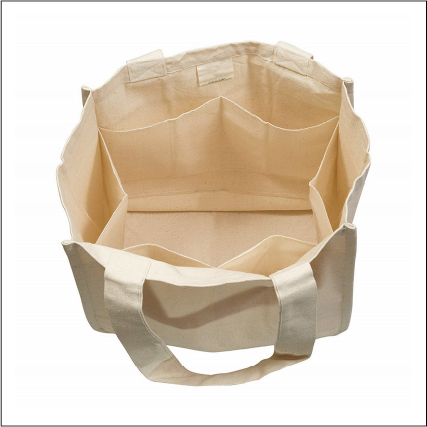 Reusable Organic Cotton Tote Mesh Bag w/6 Internal Sleeves w/Logo.