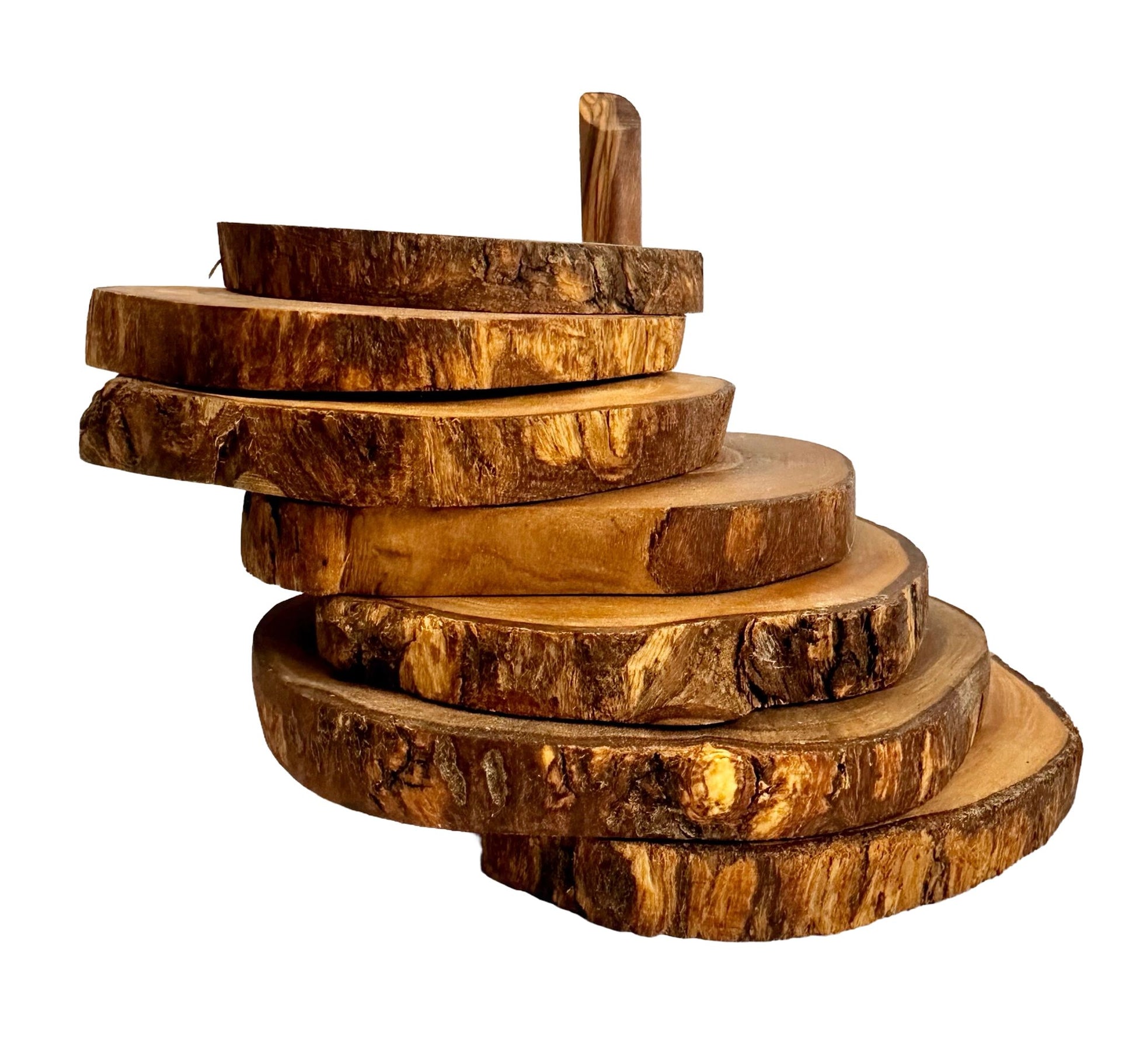 Olive Wood Round Coasters Set of 4 – Sercy+Co